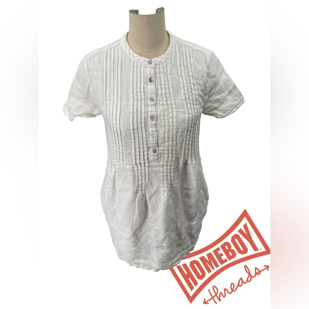 Faherty Cream Button-Down Blouse